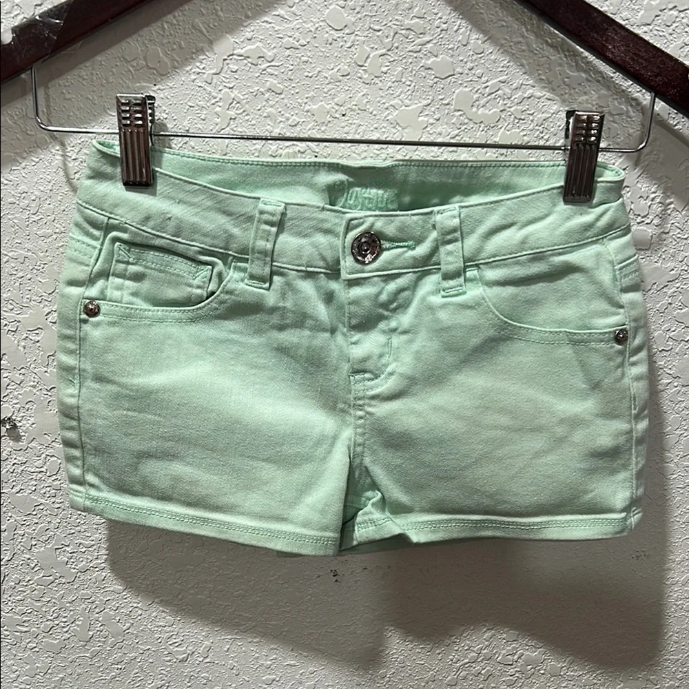 Justice White and Purple Surf Tee Short Sleeve& Green shorts SET size 10 GUC